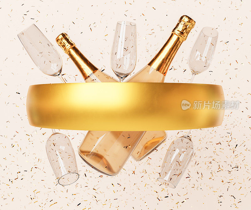 金婚戒指和香槟