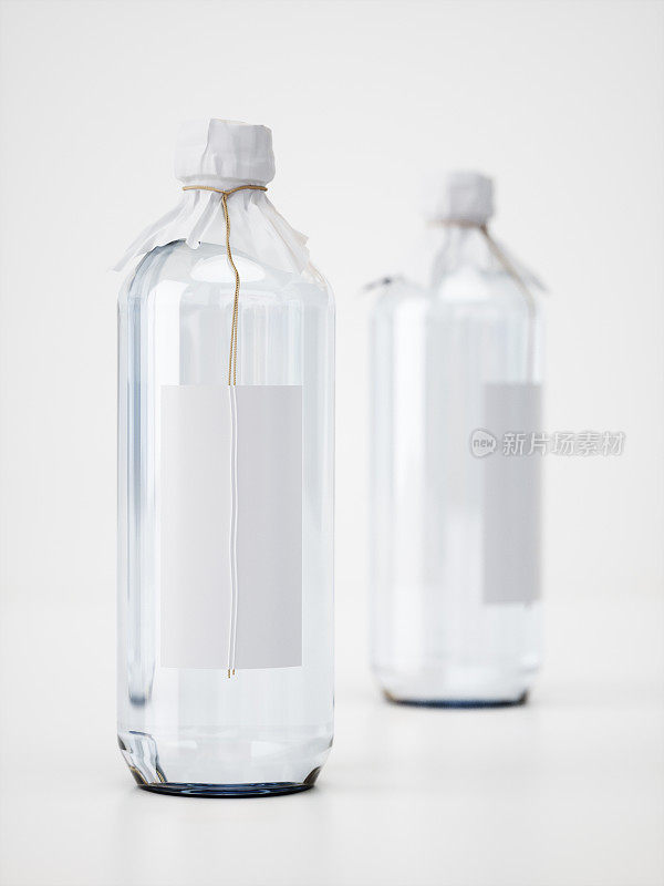 伏特加酒瓶包装在白色背景作为一个模型