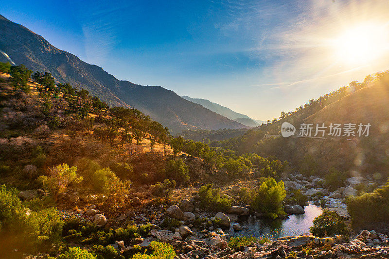 自然景观-流经美国加州塞拉山脉山谷的小河