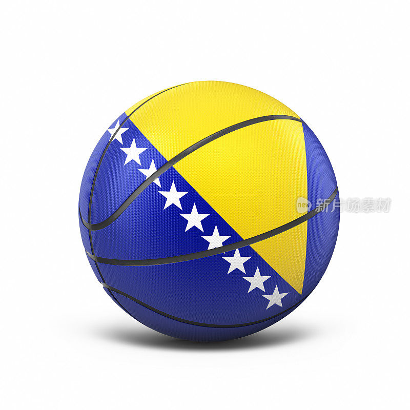 波斯尼亚和黑塞哥维那国旗篮球，对象+阴影剪辑路径