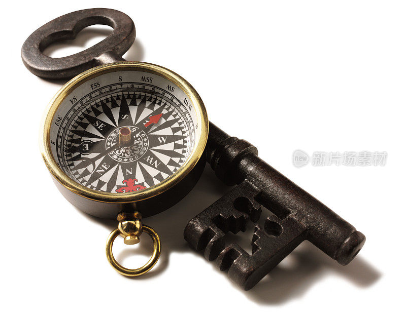 教堂钥匙和黄铜指南针