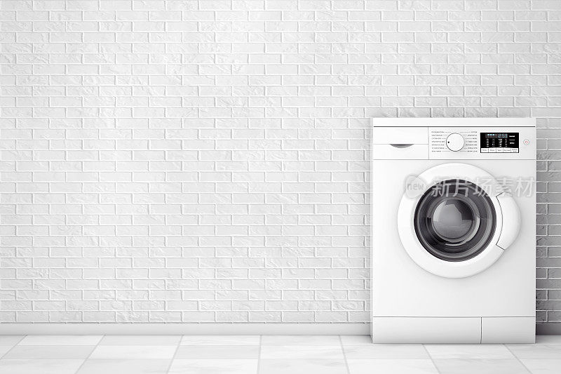 现代洗衣机。3d渲染