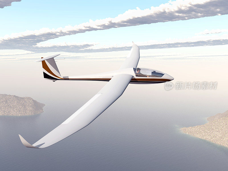滑翔机飞越海岸景观