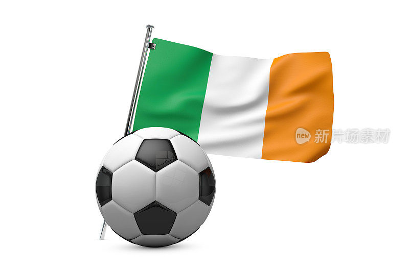 带有爱尔兰国旗的足球