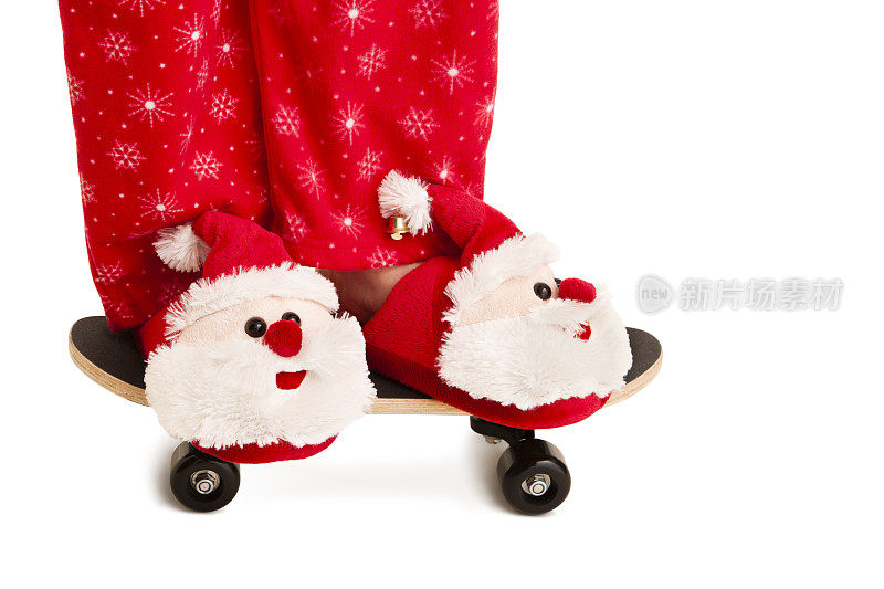 滑板上的圣诞老人拖鞋