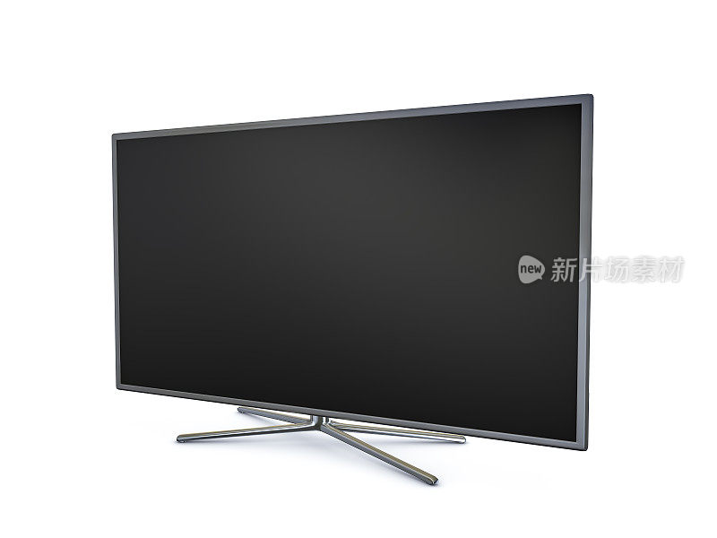 黑色宽屏LED智能电视XXXL在白色的照片