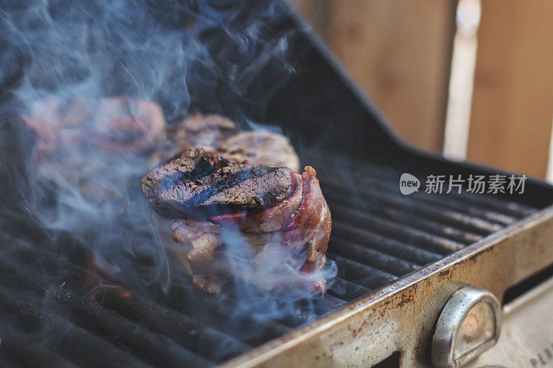 烤麋鹿培根裹里脊肉从狩猎收获高海拔狩猎西部科罗拉多