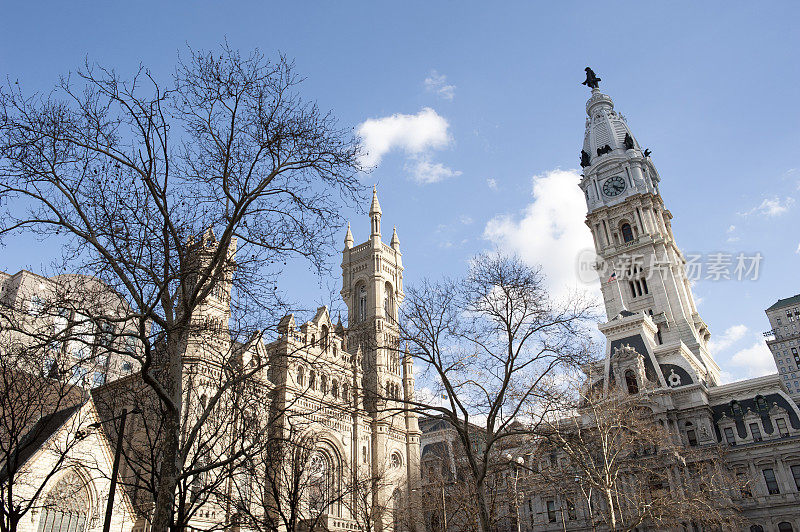 市政厅和共济会圣殿在费城市中心