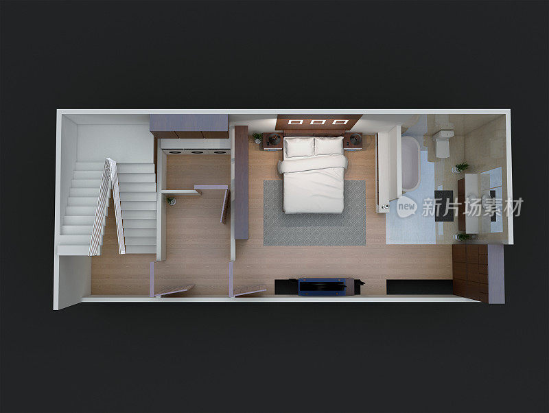 一个小型住宅的三维平面图