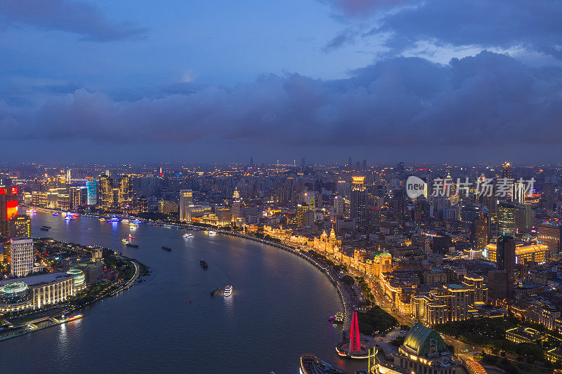 航拍上海夜景