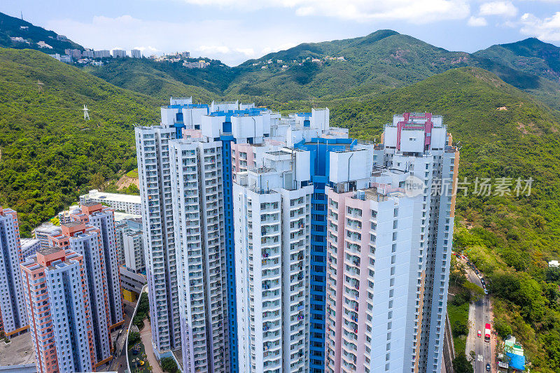 香港香港仔住宅区的无人机瞰图