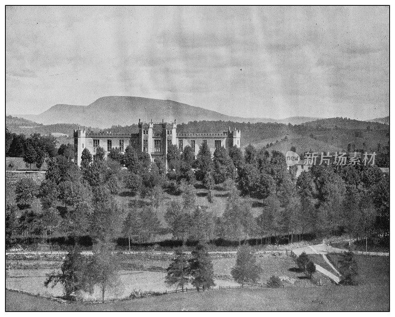 美国古老的黑白照片:蓝岭山，弗吉尼亚军事学院