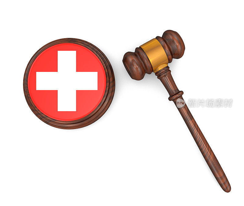 瑞士法律概念-瑞士国旗法官的小木槌
