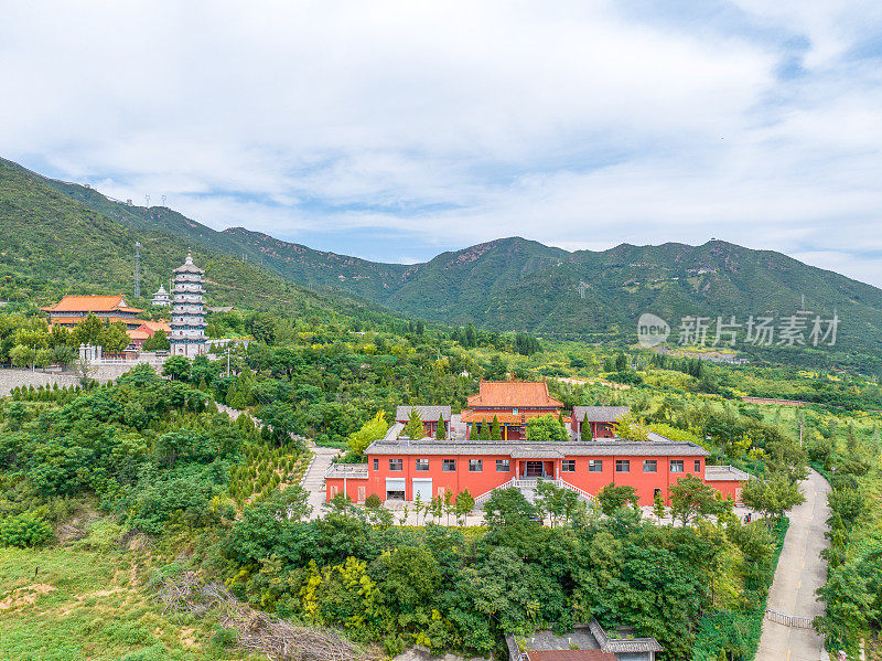 中国河北省石家庄市鹿泉区龙泉古寺航拍