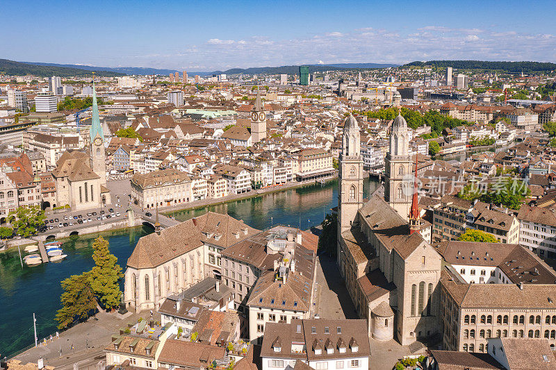 瑞士苏黎世市区的鸟瞰图