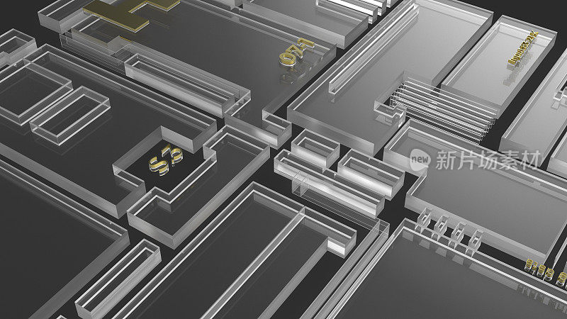 抽象的微芯片框图，未来的玻璃技术背景