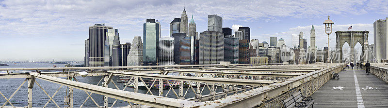 早上通勤纽约布鲁克林大桥