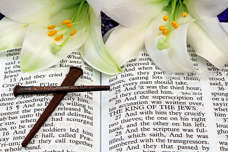 复活节百合，圣经，圣经和十字架