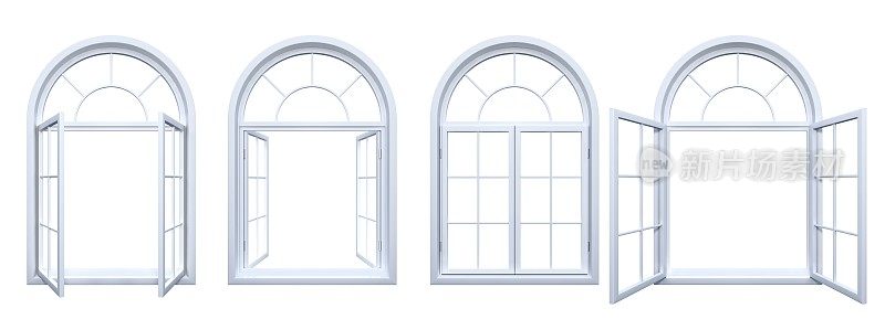 一组孤立的白色拱形窗户