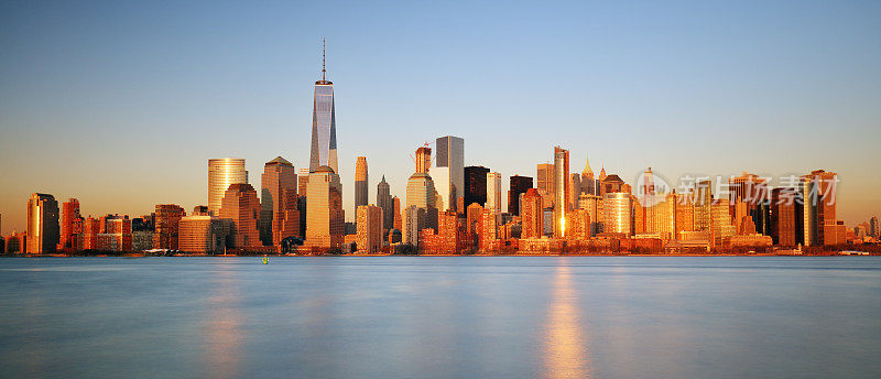 纽约市中心天际线全景从自由州立公园，美国