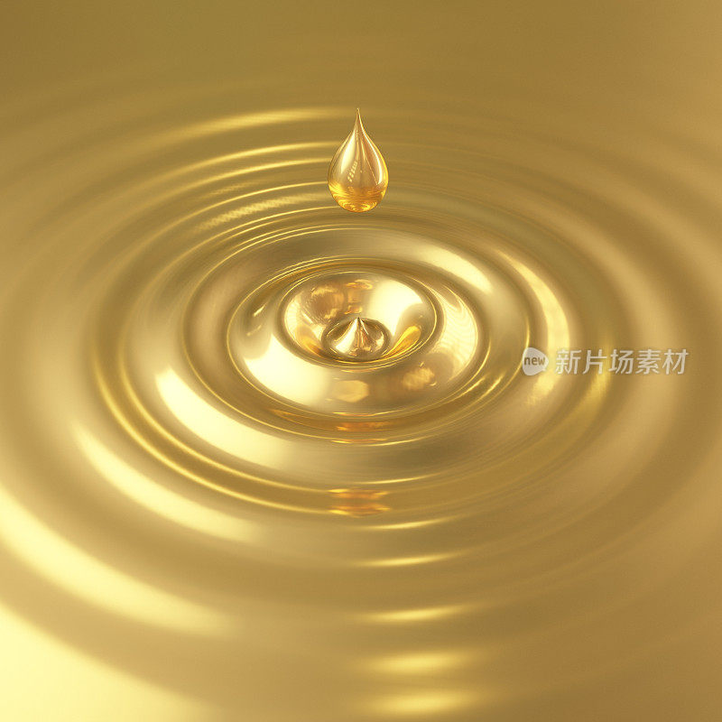 金色的水滴带着波浪