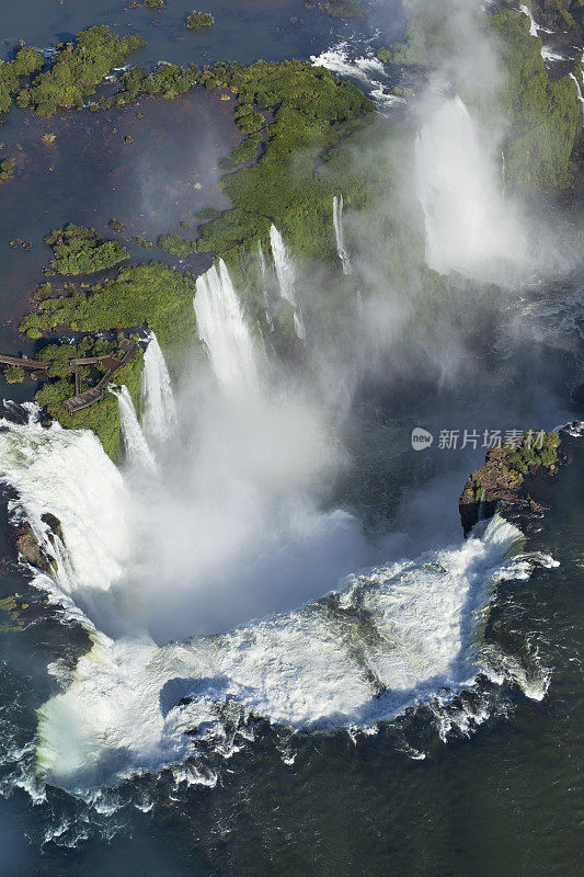 阿根廷伊瓜苏瀑布的鸟瞰图