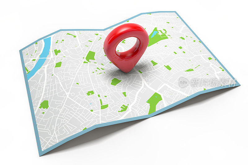 城市地图上的红色位置标记