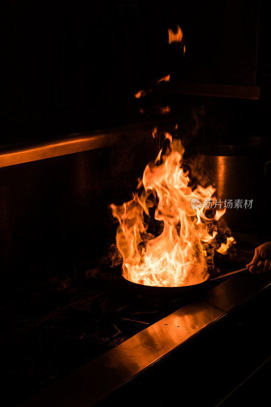 厨房锅里的火焰