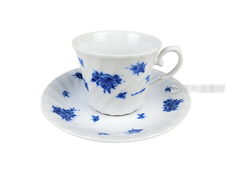 一套白色背景的中国茶杯