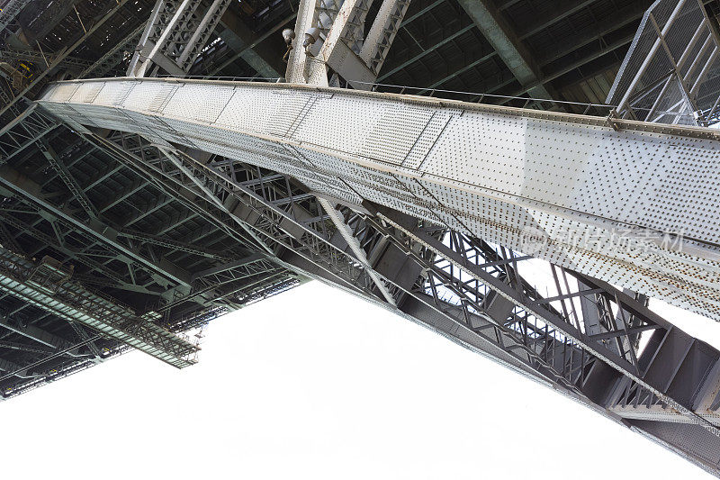 悉尼海港大桥，低角度视图，白色背景，复制空间