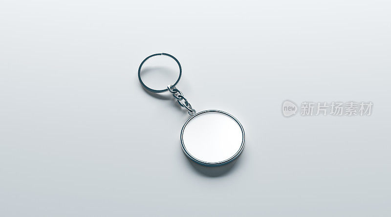 空白金属圆形白色钥匙链模拟等距视图