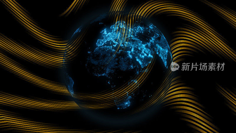 广播数据数字地球地球黄蓝色