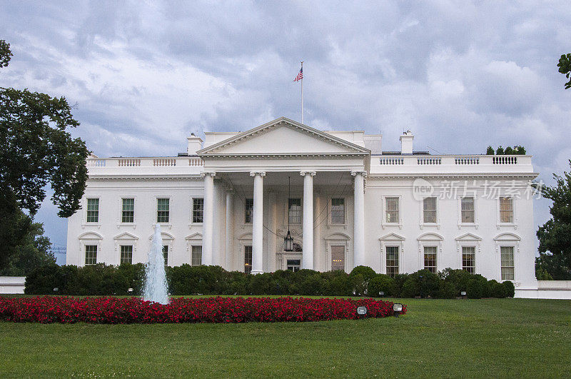 美国华盛顿特区白宫正面视图。