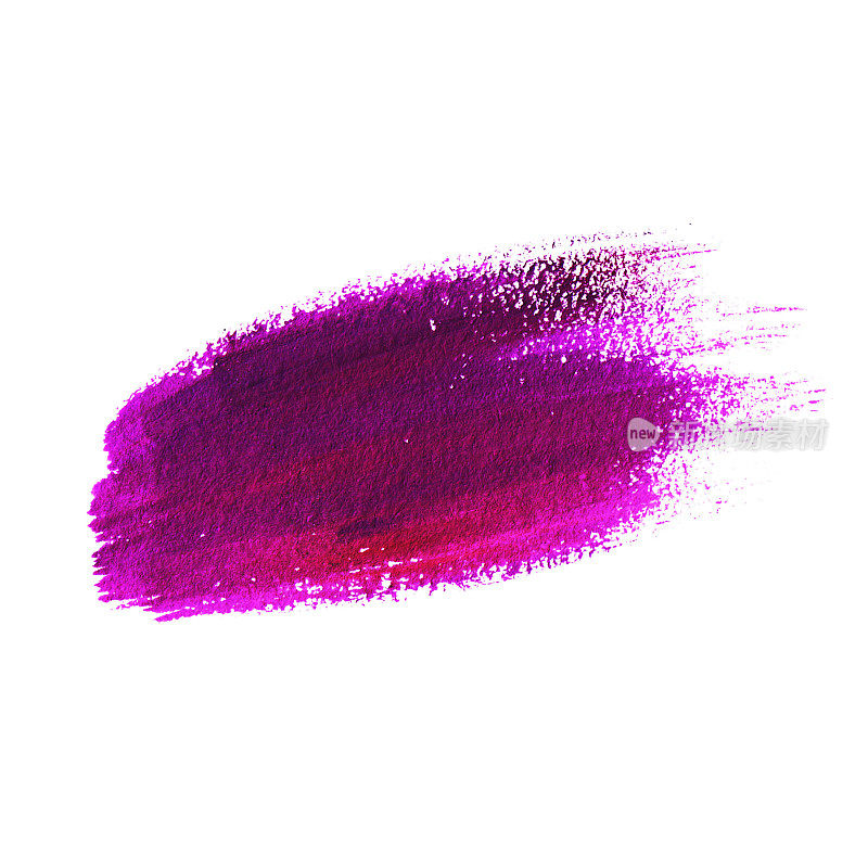 手绘抽象紫色笔刷油漆纹理设计亚克力笔划孤立的白色背景为您的设计。