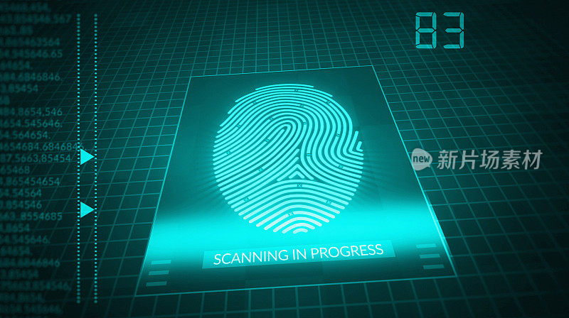 指纹识别，安全，未来数字技术概念。
