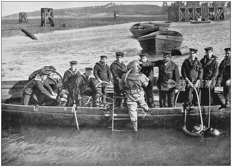 大英帝国的古老照片:潜水员在工作