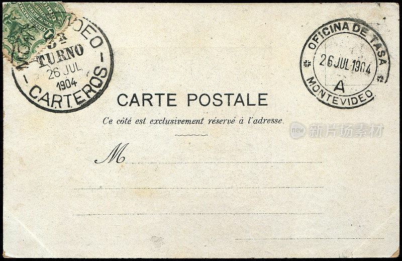 20世纪早期来自乌拉圭的老式空白明信片，是历史明信片通信的一个非常好的背景。