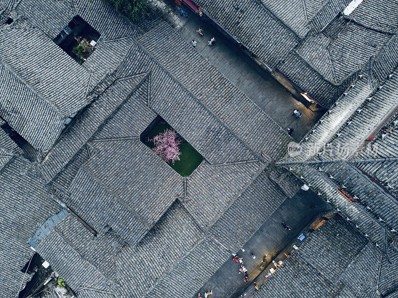 鸟瞰阆中市，四川北部，中国