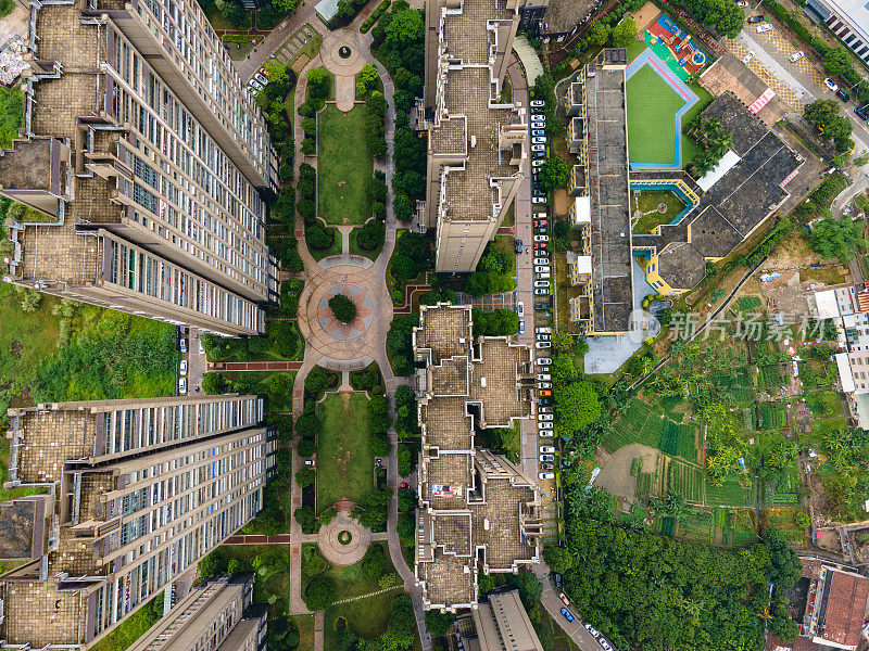 城市居住区高层建筑鸟瞰图