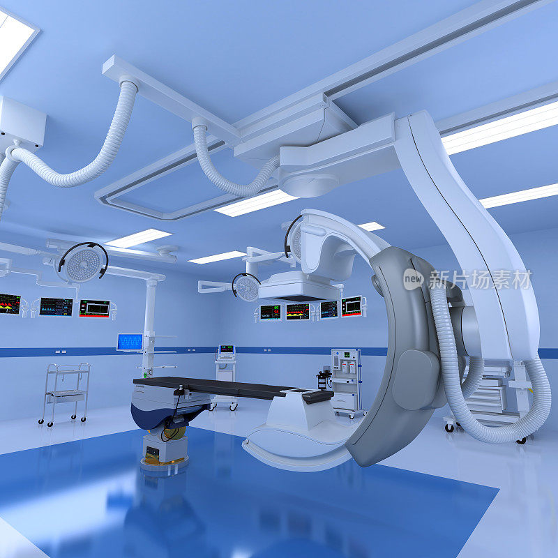 医院医疗混合手术室白底3D渲染