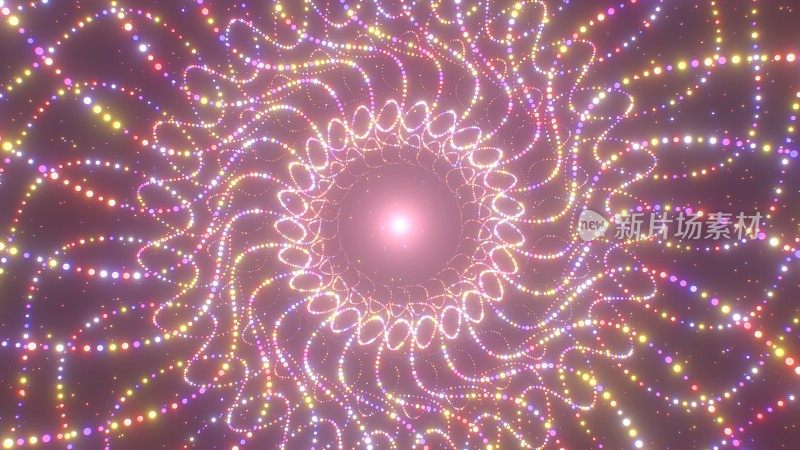 美丽的彩色闪闪发光波浪霓虹辉光球无尽的隧道-抽象的背景纹理