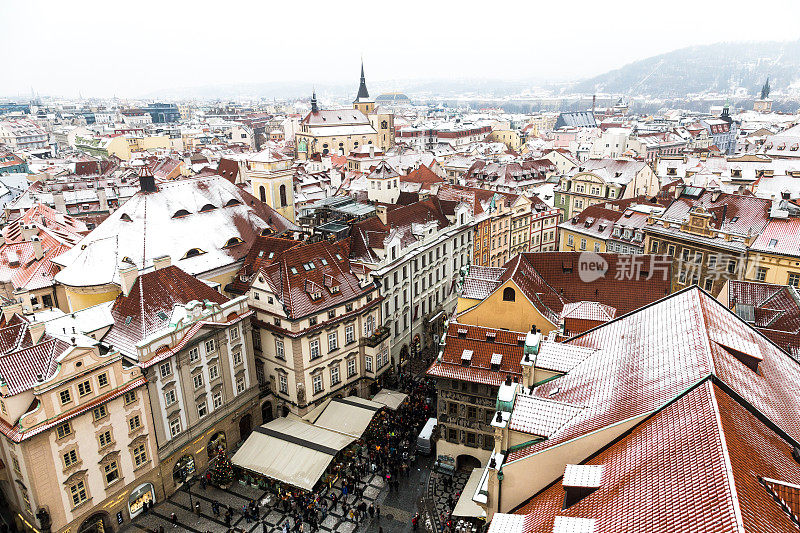 捷克共和国布拉格的圣诞市场和老城