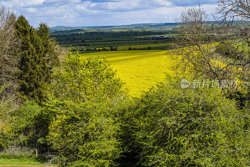 伯顿达塞特山俯瞰英国风景，英国中部的沃里克郡