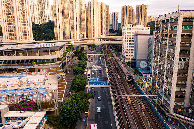 香港九龙观塘区无人机瞰图