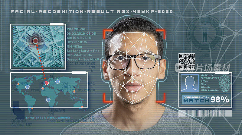 人用人脸识别技术概念GUI进行身份验证