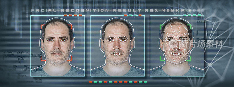 人脸识别技术概念GUI用于身份验证