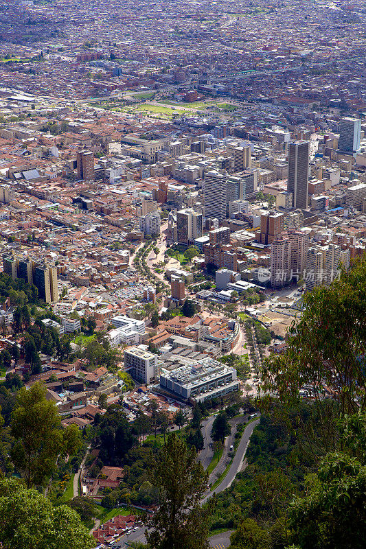 哥伦比亚-向下看市中心Bogotá