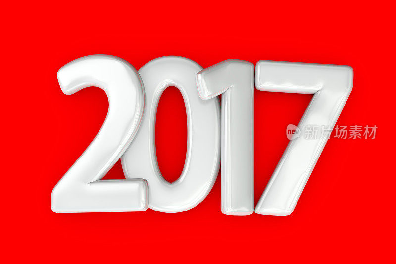 红色背景上的2017年新年数字