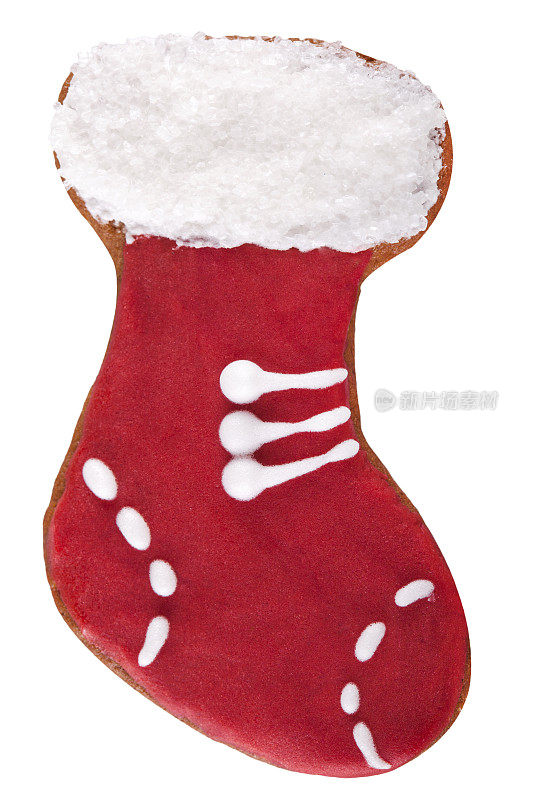 圣诞姜饼饼一形似红袜孤立