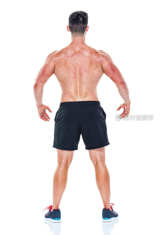 赤膊男子伸缩肌肉